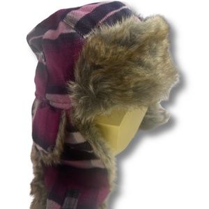 Purple, pink, white Plaid Trapper